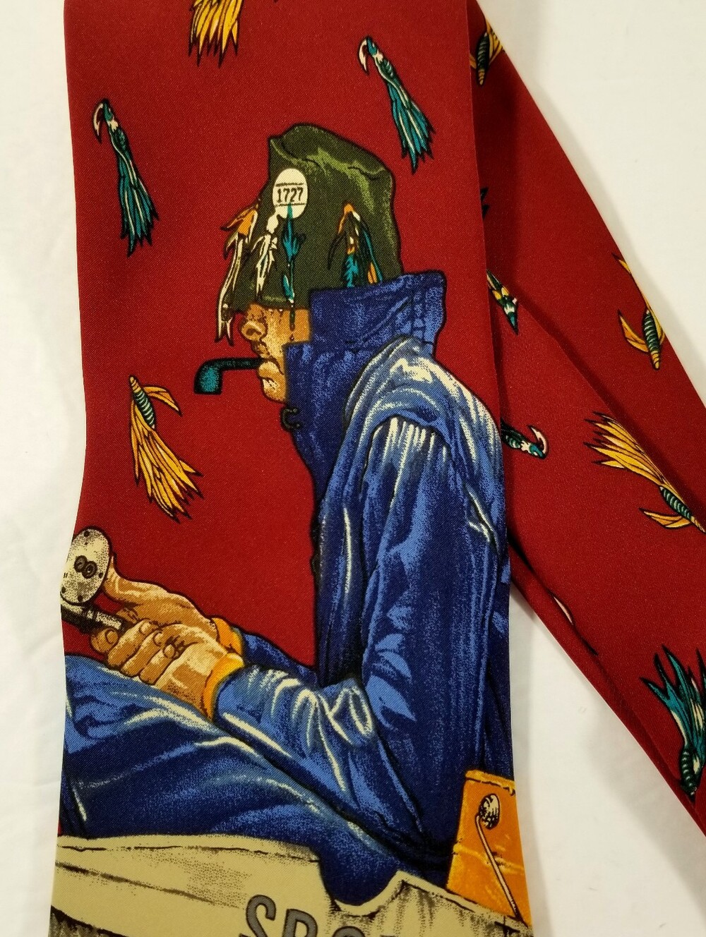 Norman Rockwell Fisherman Tie Saturday Evening Post Canada 4" Wide 57" Long